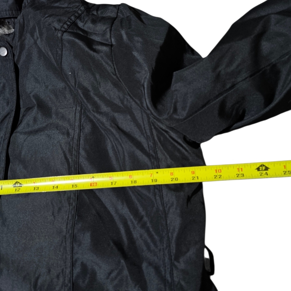 Black Hooded Outerwear Womens L Parka 4 In 1 Removable Liner Reversible Faux Fur - Picture 12 of 14